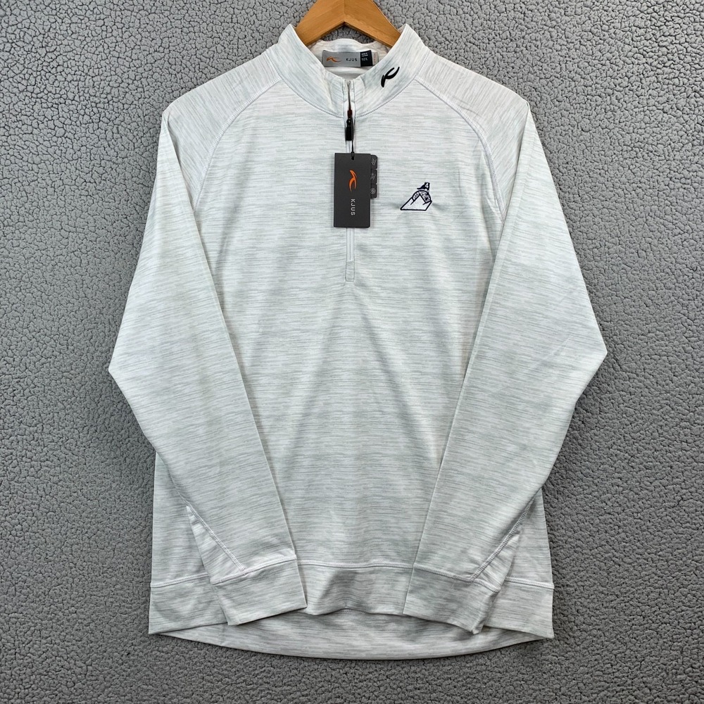 KJUS Shirt Men's Blue Large 52 Keanu Half Zip Golf Performance Heathered White
